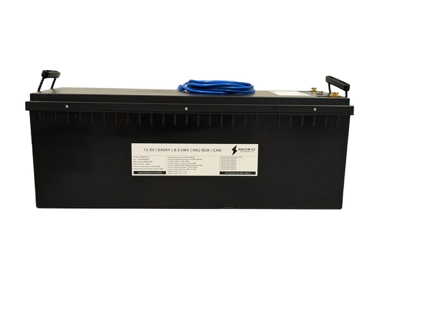 Rating label 12.8 V / 640 Ah / 8.0 kWh